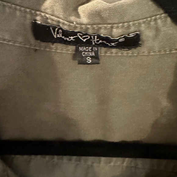 Army Green Collared Button Up Ruffle Hem Casual Dress with Pockets - Picture 5 of 5